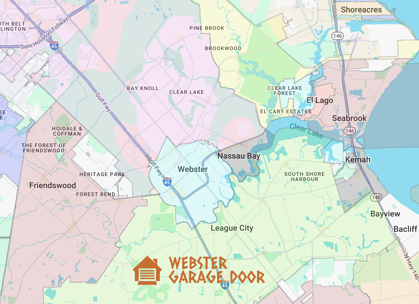 webster-texas-surrending-cities-map